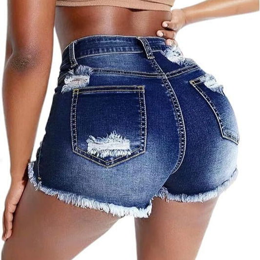 Short en jean taille haute sculptant – Coupe galbée, déchirures stylées ou finition clean