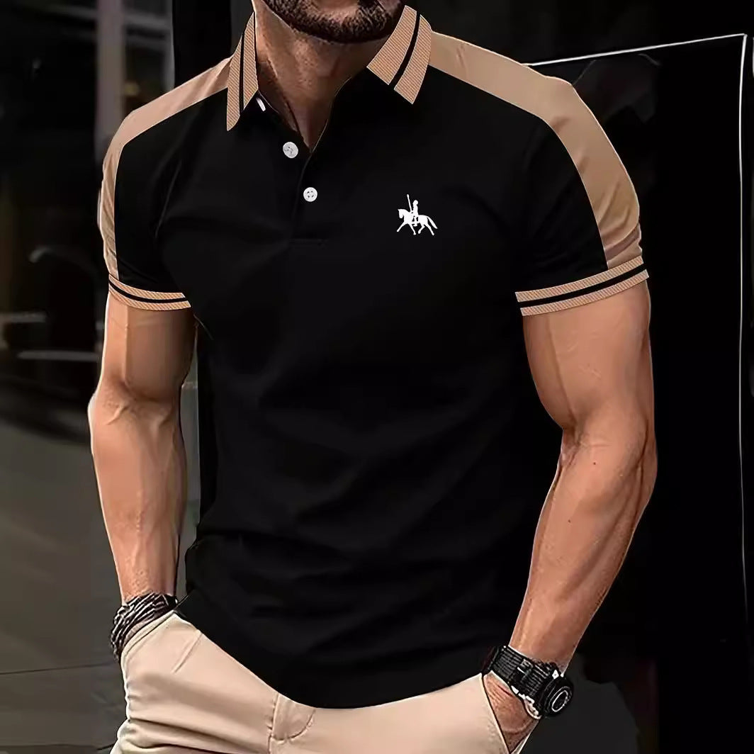 Polo Homme Chic Bicolore – Style Casual Élégant à Col Contrasté