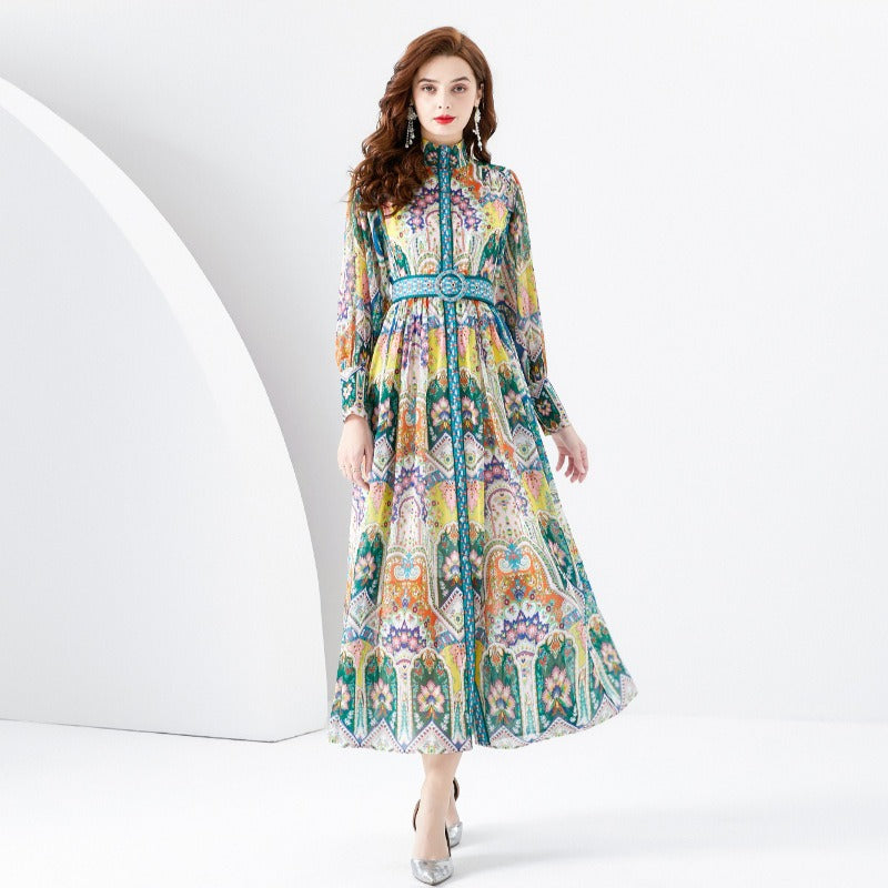 Robe Longue Élégante "Jardin Royal" – Style Baroque Chic