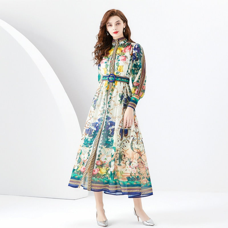 Robe Longue Élégante "Jardin Royal" – Style Baroque Chic