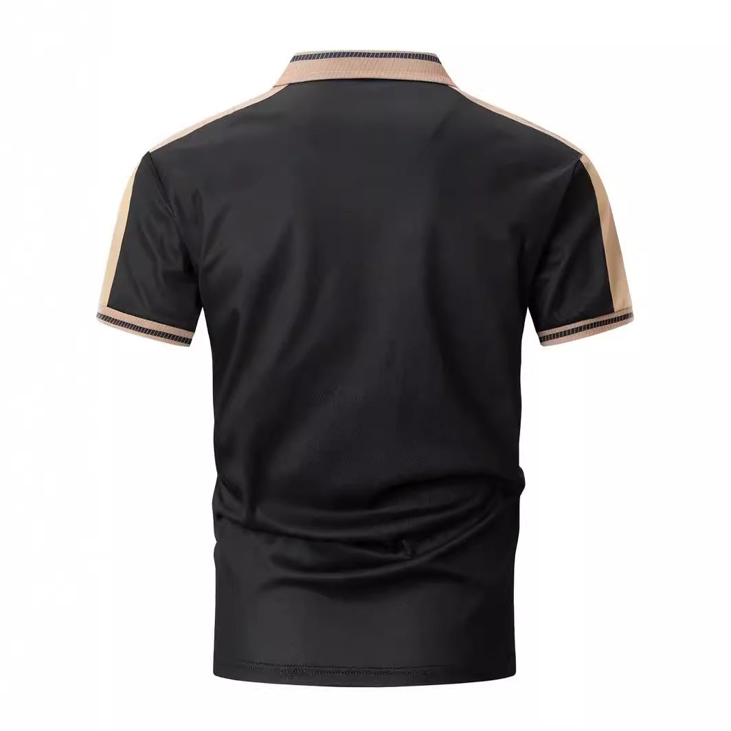 Polo Homme Chic Bicolore – Style Casual Élégant à Col Contrasté