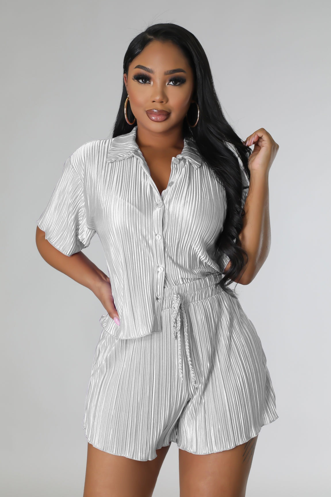 Ensemble Femme 3 Pièces Été – Crop Top + Short Taille Haute + Surchemise | Look Chill & Stylé