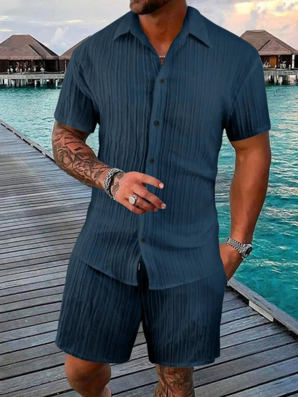 Ensemble Chemise & Short "Riviera Élégance" – Crème