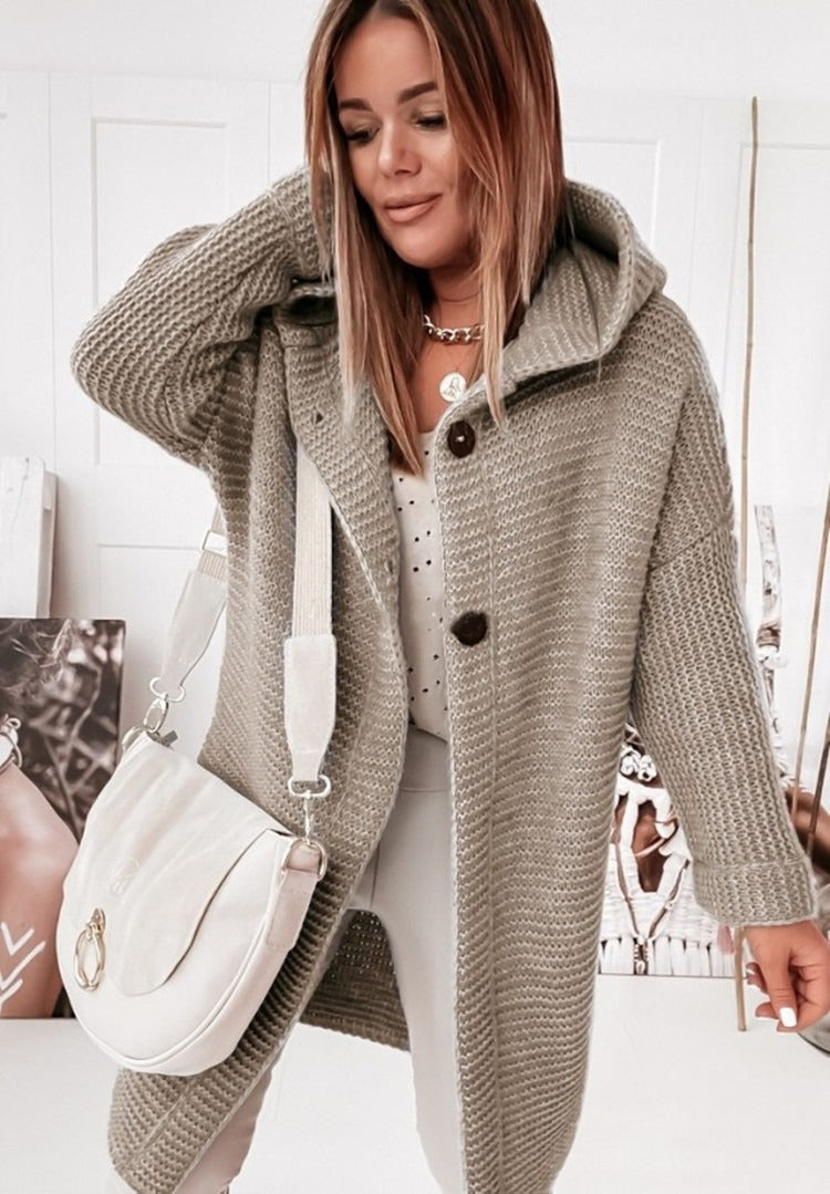 Cardigan Long Femme à Capuche – Style Cocooning Tricoté | Look Élégant & Confort