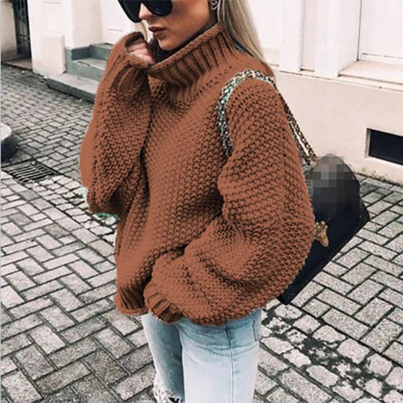 Pull Tricot à Col Montant – Disponible en Plusieurs Couleurs