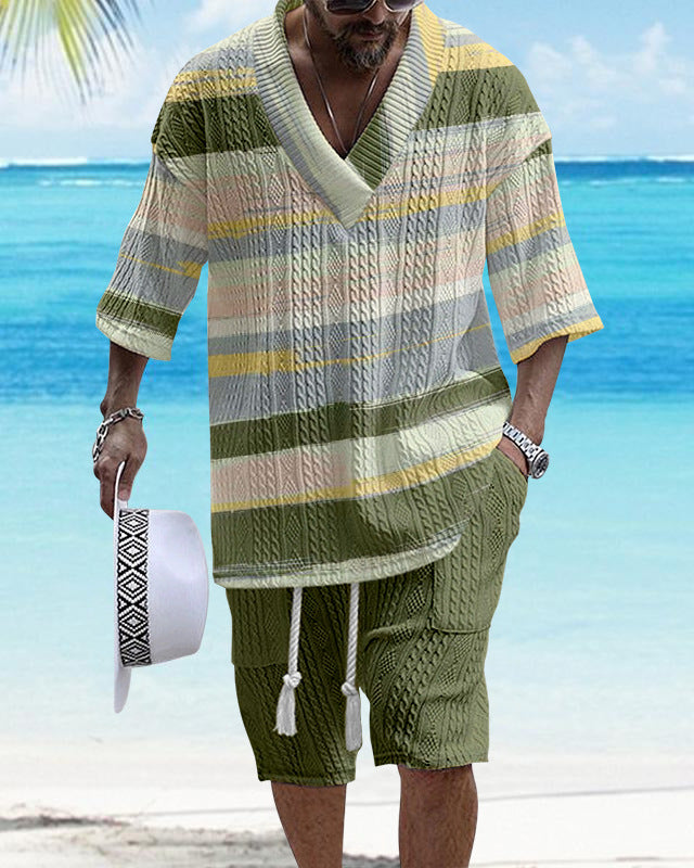 Costume d’été homme oversize 2 pièces – Chemise fluide & short – Style chill & vacances 2025