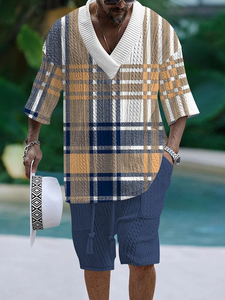 Costume d’été homme oversize 2 pièces – Chemise fluide & short – Style chill & vacances 2025