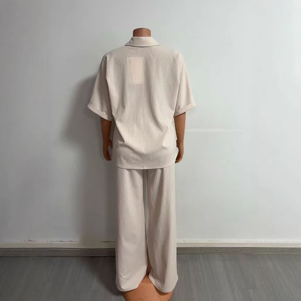 Ensemble Tendance Femme 2 pièces – Chemise ample + Pantalon fluide | Look chic & décontracté