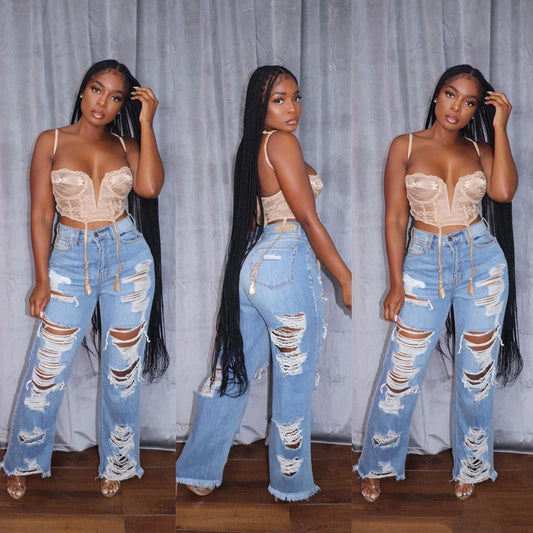 Jean Destroy Large Taille Haute – Look Street Chic Assumé