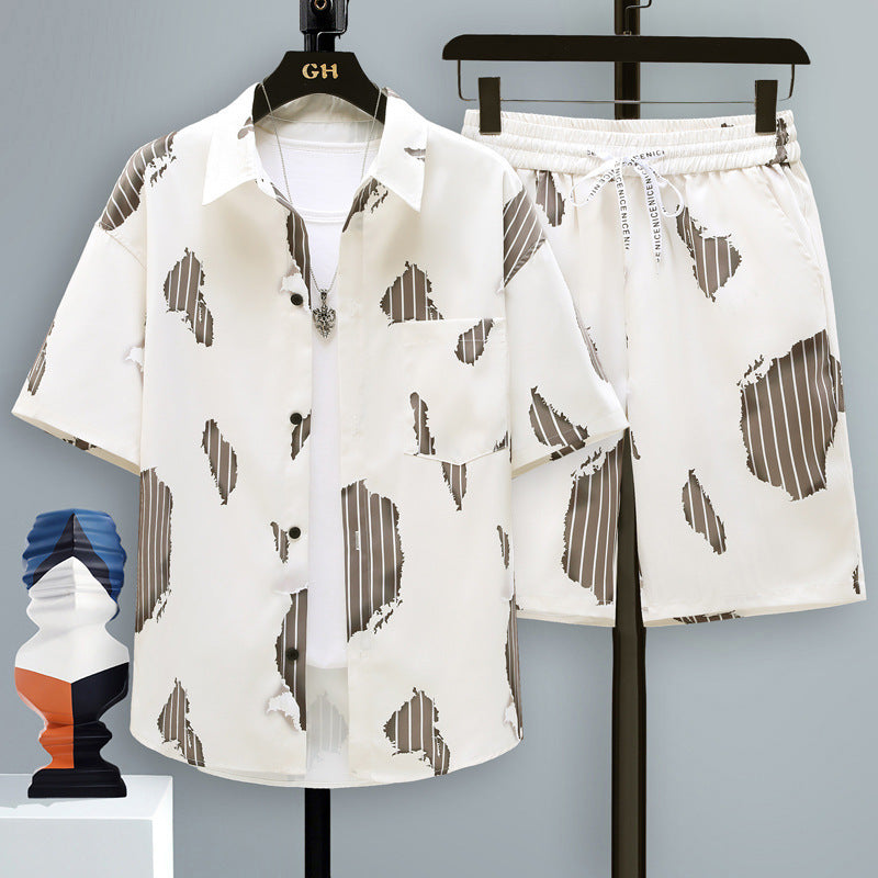 Ensemble 2 Pièces Été Homme – Chemise Loose & Short Élastique | Style Détente Plage Tendance