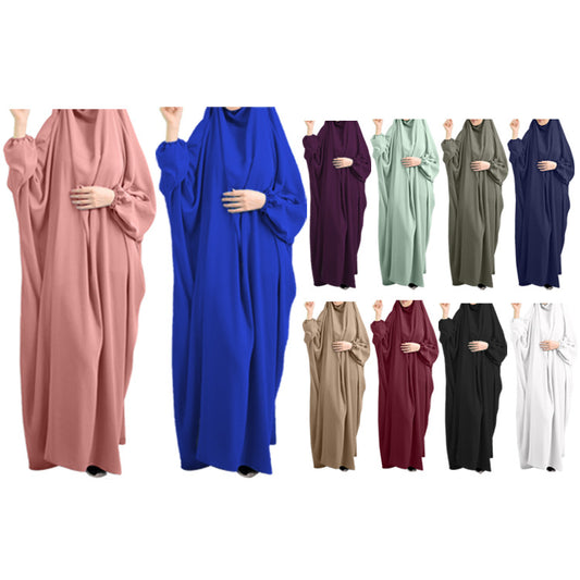 Jilbab Femme 2 pièces – Khimar long + Abaya ample | Tissu léger & couvrant | Disponible en plusieurs couleurs