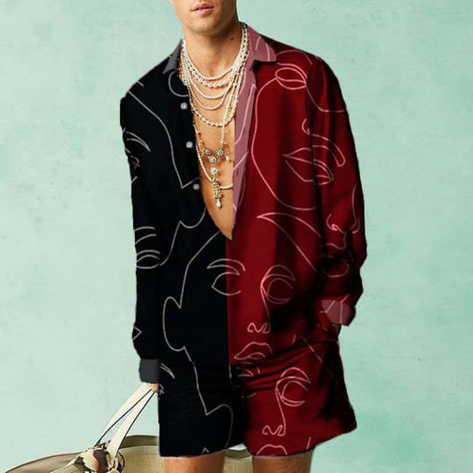 Costume été homme 2 pièces – Chemise fluide imprimée & short assorti | Look stylé vacances 2025