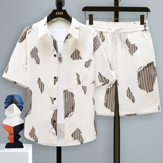 Ensemble 2 Pièces Été Homme – Chemise Loose & Short Élastique | Style Détente Plage Tendance