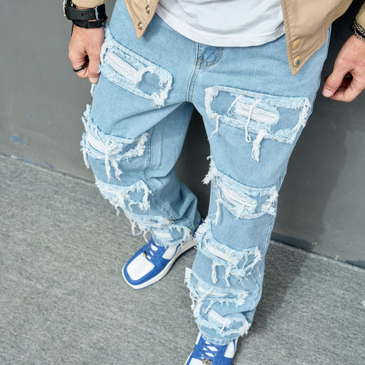 Jean Destroy Oversize Homme – Style Urbain US | Effet Déchiré XXL