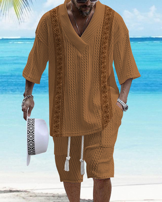 Costume d’été homme oversize 2 pièces – Chemise fluide & short – Style chill & vacances 2025