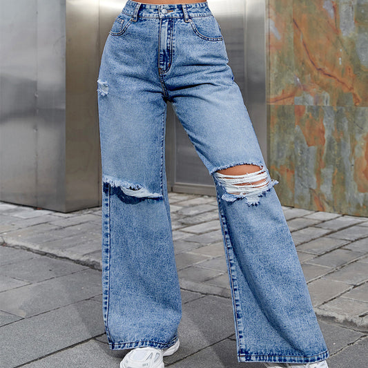 Jean Destroy Femme – Taille Haute & Coupe Large