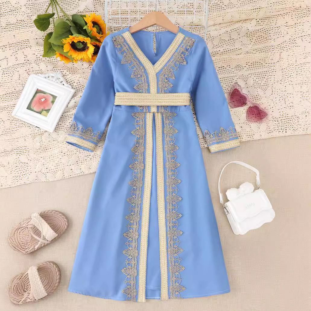 Robe Traditionnelle Enfant – Style Dubaï avec Broderies Dorées