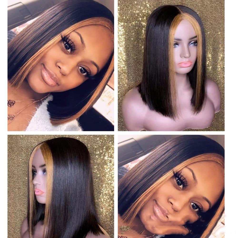 Perruque lisse ombrée HD en cheveux humains | Lace Wig transparente 13x4 – 150 % densité