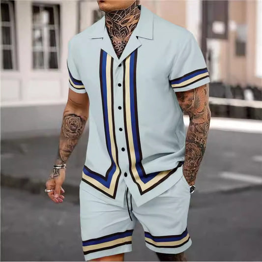 Ensemble Chemise et Short à Rayures – Élégance et Confort