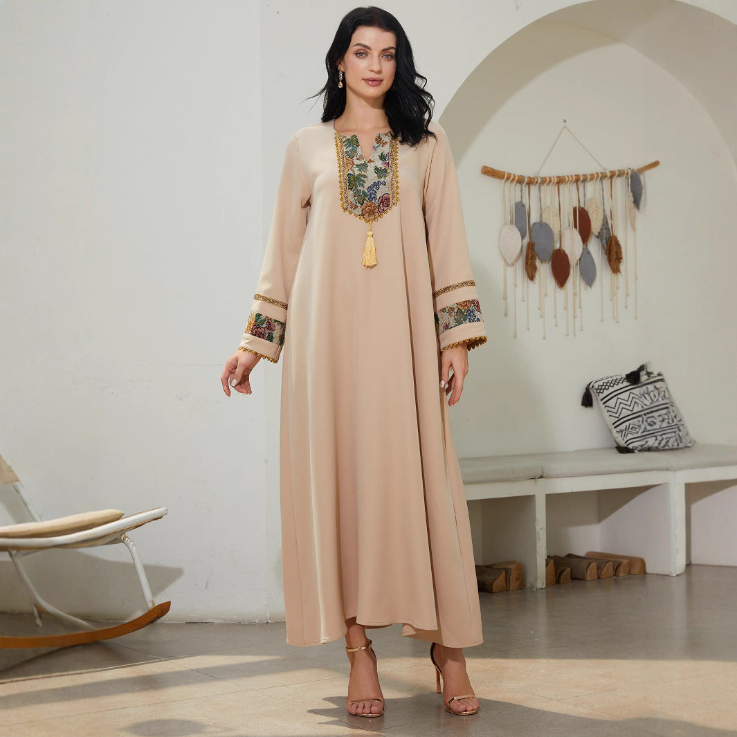 Robe Abaya Femme – Style Ethnique Patchwork Élégant