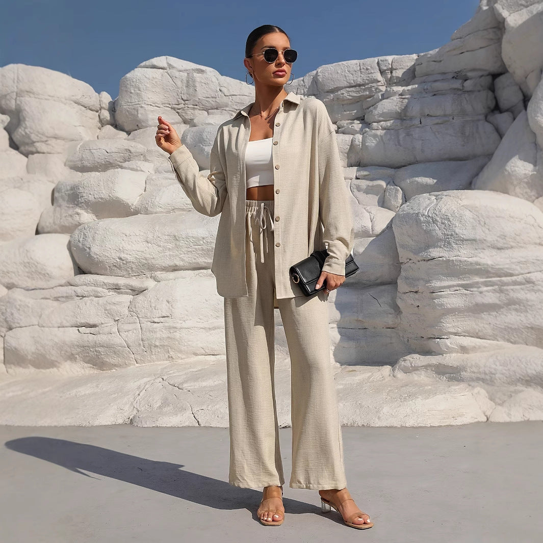 Ensemble Femme Chic – Veste Longue & Pantalon Large Taille Haute | Look Décontracté et Élégant Été 2025