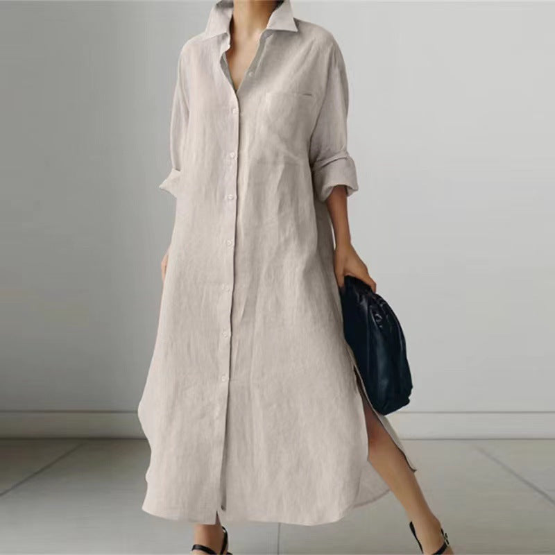 Robe Chemise Longue Femme – Élégance Minimaliste & Confort Naturel