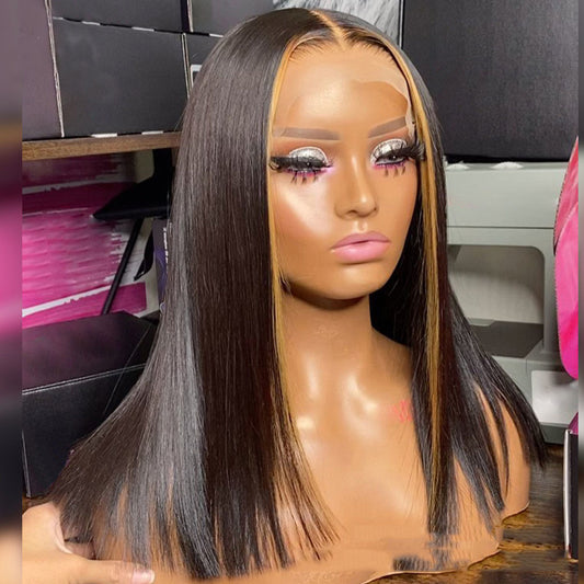 Perruque lisse ombrée HD en cheveux humains | Lace Wig transparente 13x4 – 150 % densité