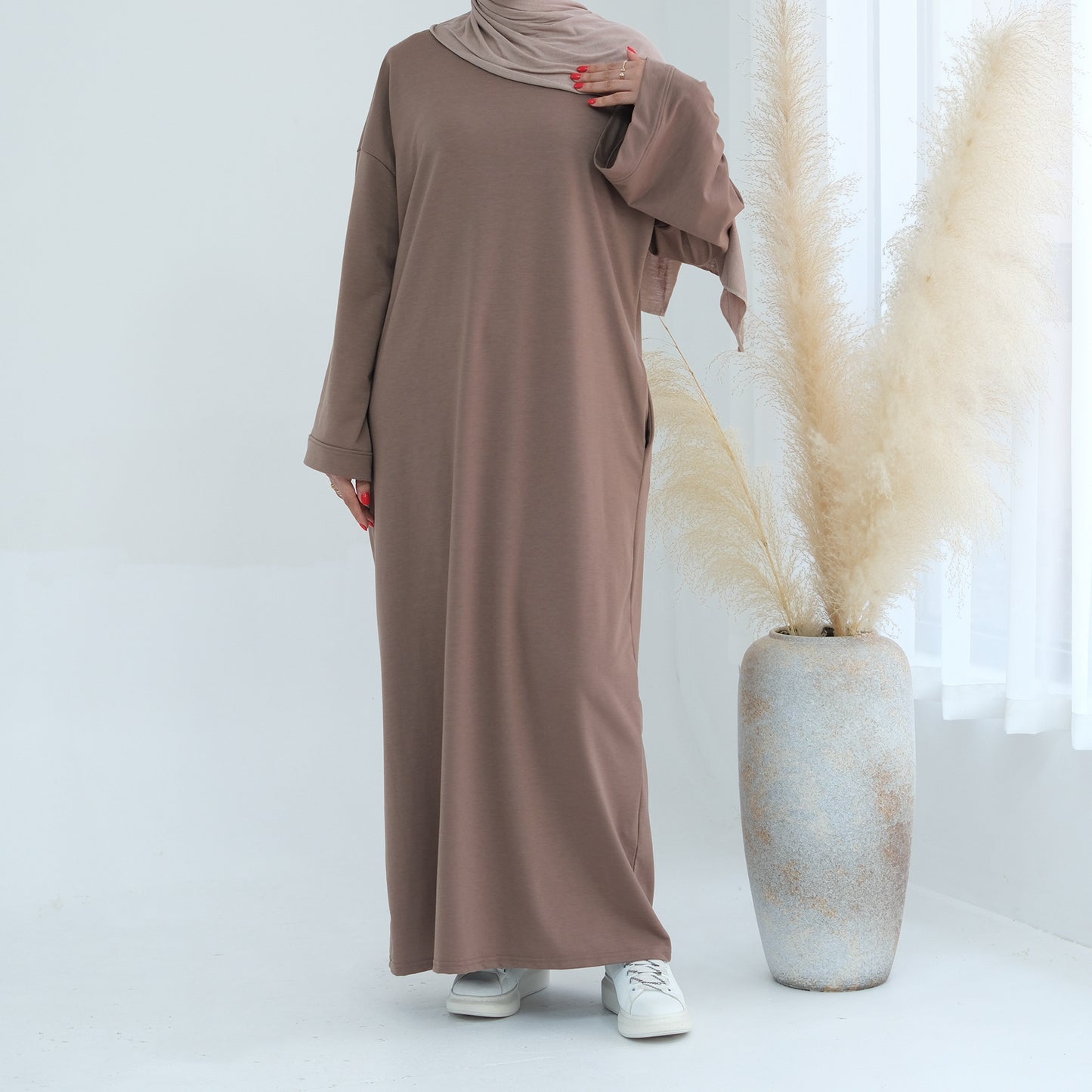 Dubai Middle East Turkey Solid Color Hoodie Dress