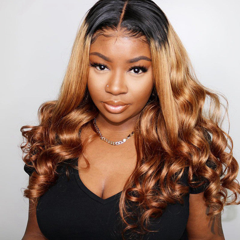 Perruque Lace Front Ondulée Ombré – Cheveux Humains Luxe