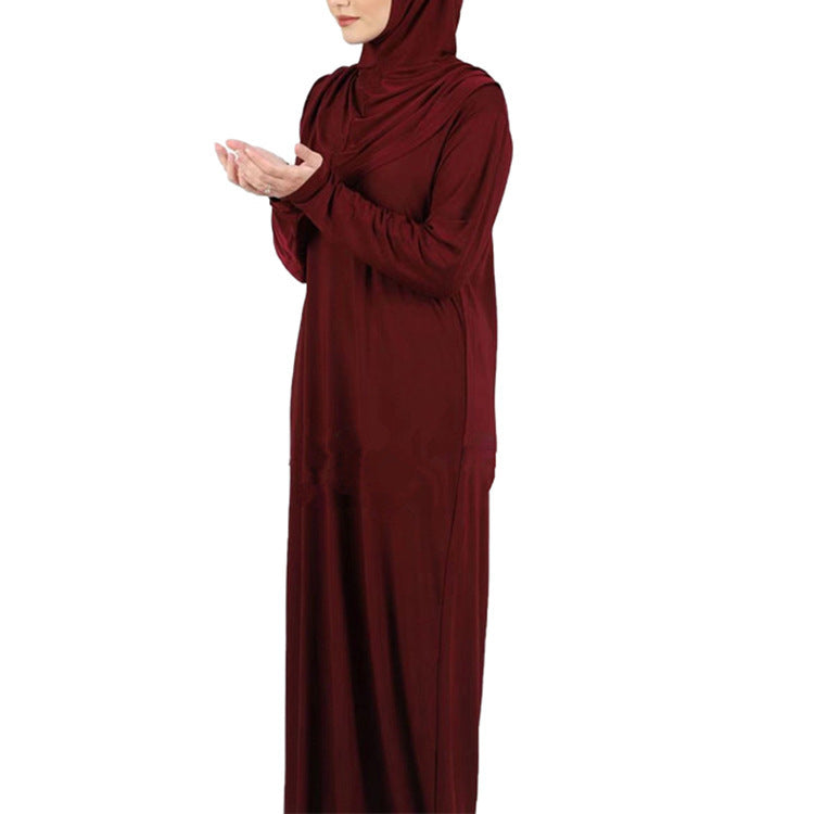 Abaya de prière douce & pudique – Ultra fluide, hijab intégré