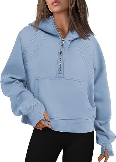 Sweat oversize femme à capuche demi-zip – Confort & style streetwear
