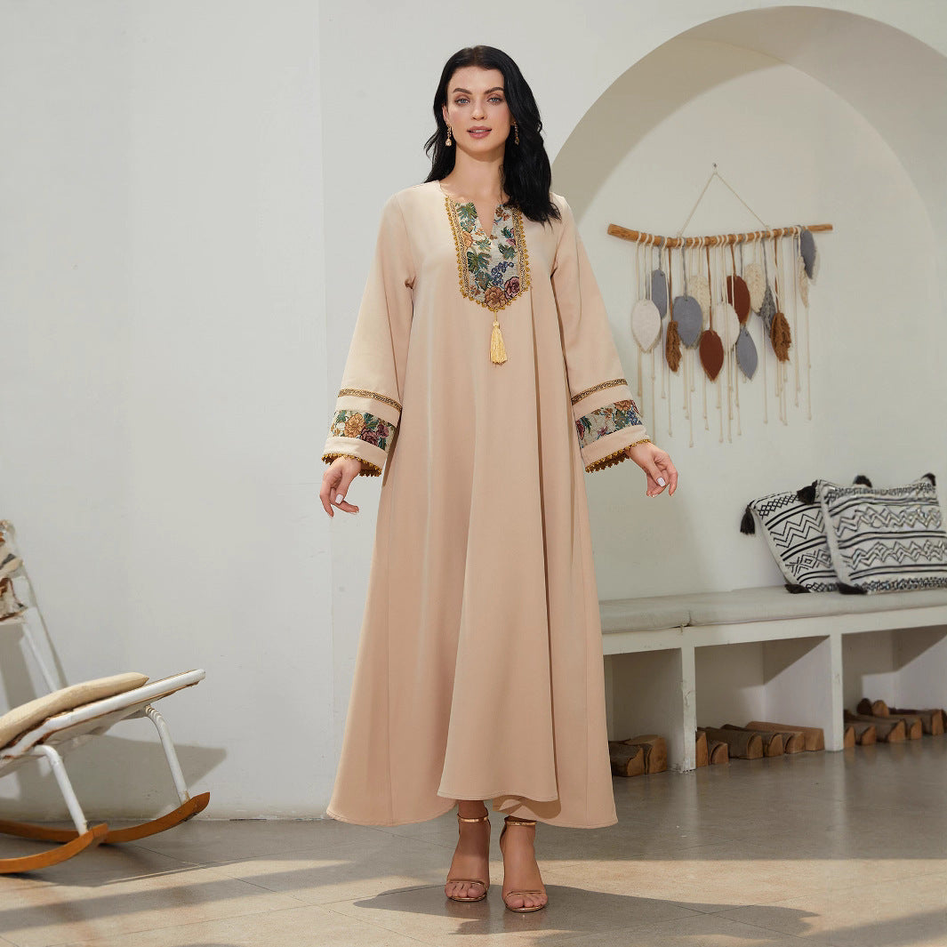 Robe Abaya Femme – Style Ethnique Patchwork Élégant