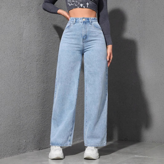 JEAN LARGE CLAIR TAILLE HAUTE – STYLE RÉTRO