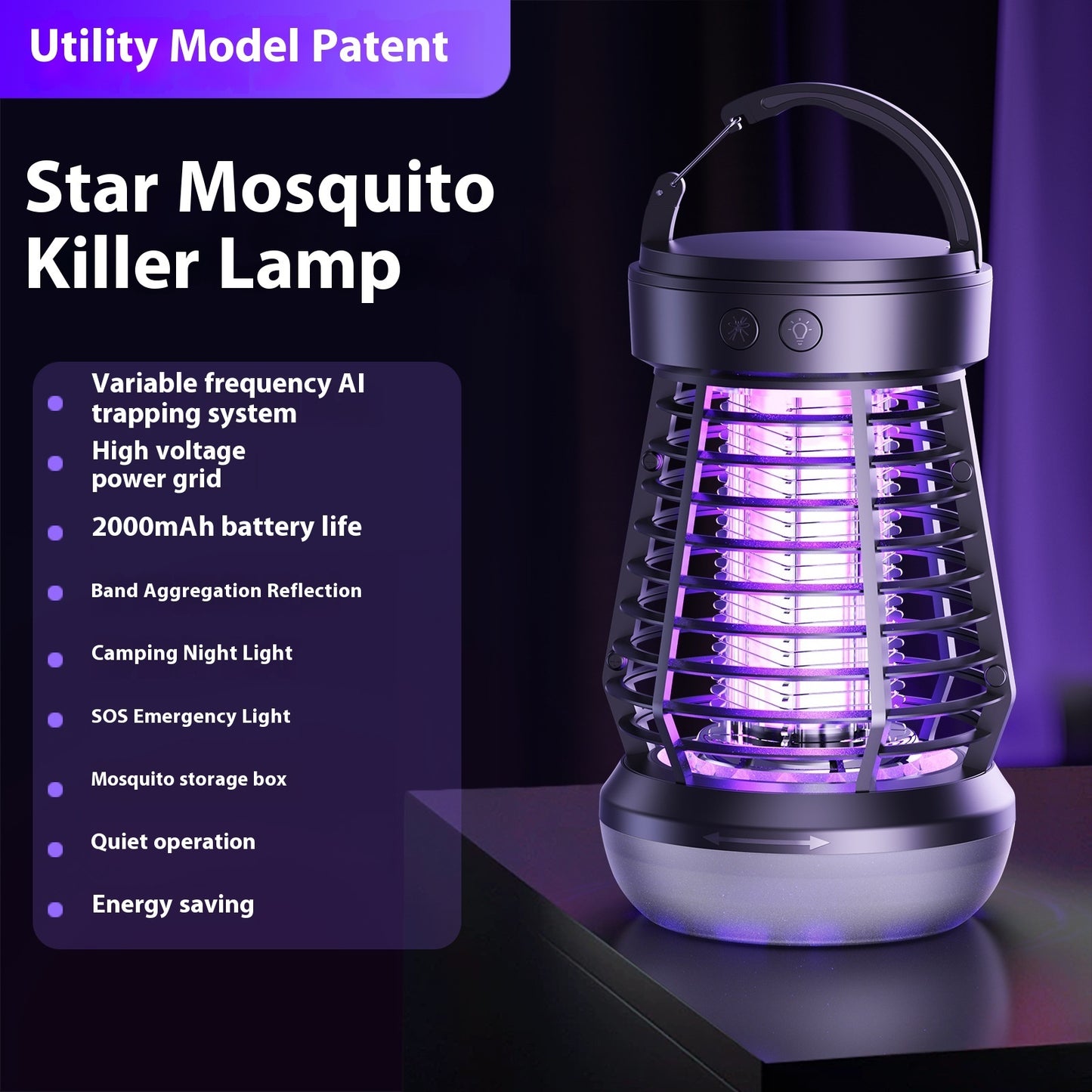 Lampe Anti-Moustiques Électrique – Piège UV & LED, Rechargeable, Intérieur/Extérieur