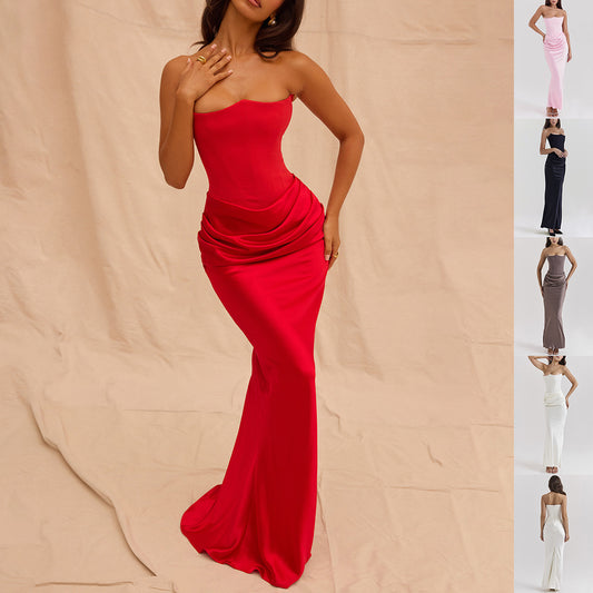 Robe de Soirée Bustier Rouge – Élégance Glamour & Silhouette Sculptée