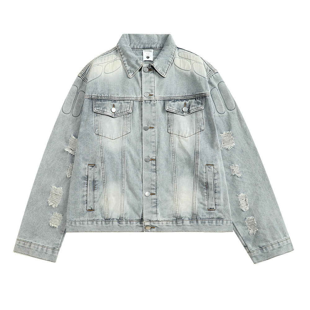 Veste en Jean Délavée Homme – Style Streetwear & Décontracté