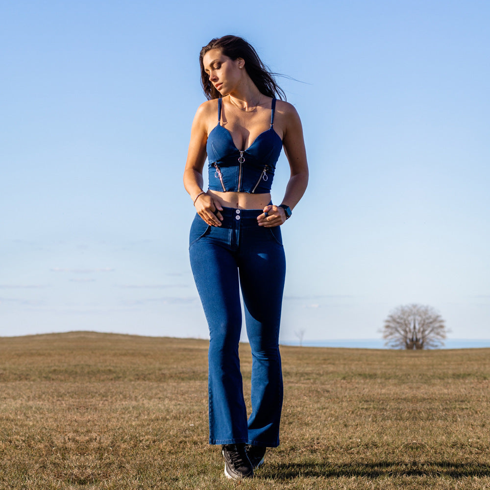 Jean Taille Haute Évasé – Confort & Élégance