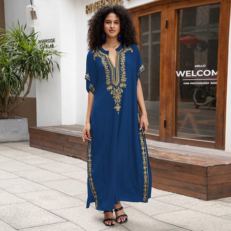 Caftan Oriental Chic – Broderie Dorée ou Noire