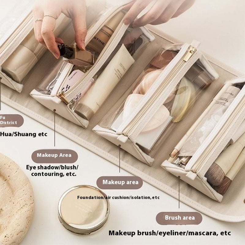Trousse de Maquillage Luxe – Organisateur Cosmétique avec Compartiments Pliables – Sac de Rangement Portable