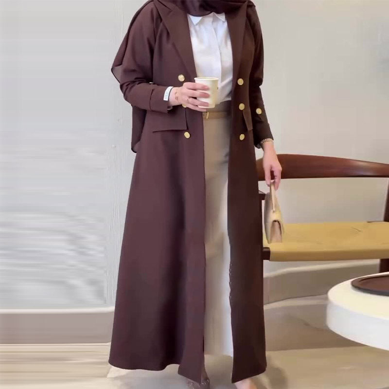 New Designer Model  Abaya Élégante Femme – Manteau Long Chic à Boutons Dorés