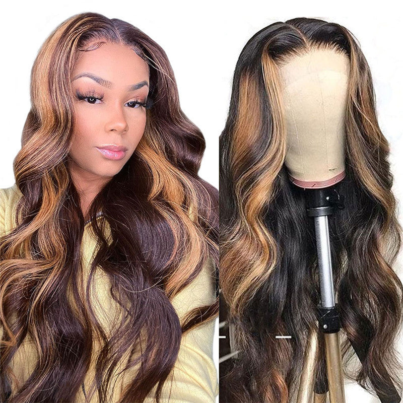 Perruque Lace Front Ondulée – Balayage Caramel
