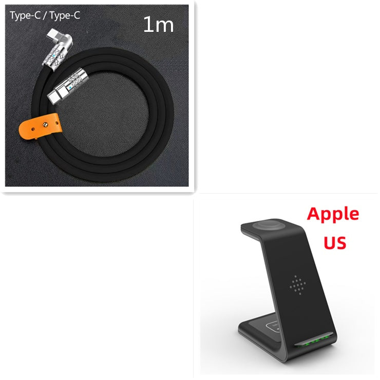 Chargeur Sans Fil 3 en 1 – Station de Chargement Rapide pour Smartphone, Montre et Écouteurs