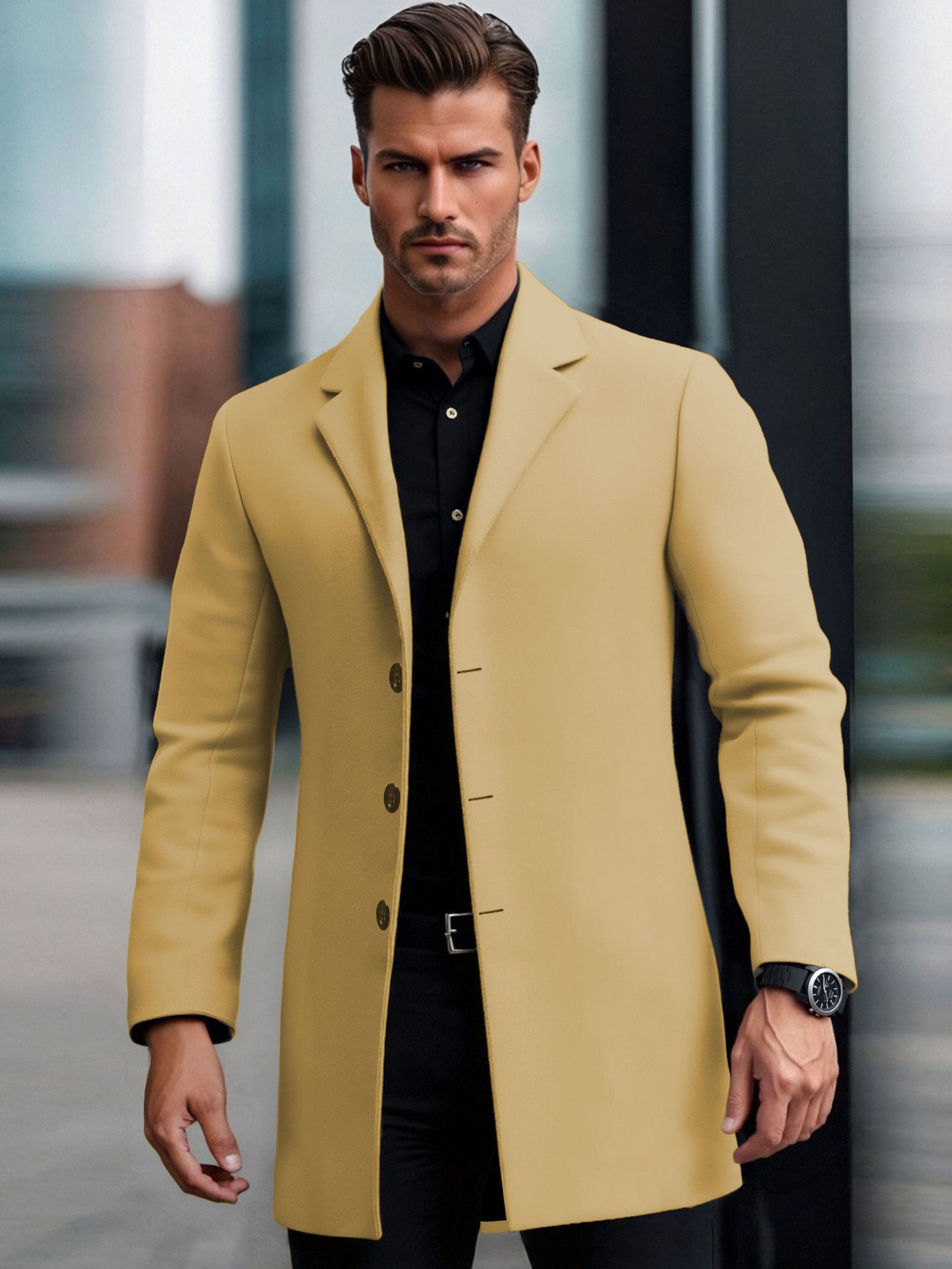 Manteau Camel “Prestige” – L’élégance virile