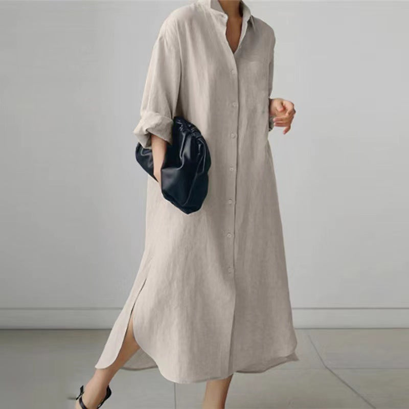 Robe Chemise Longue Femme – Élégance Minimaliste & Confort Naturel