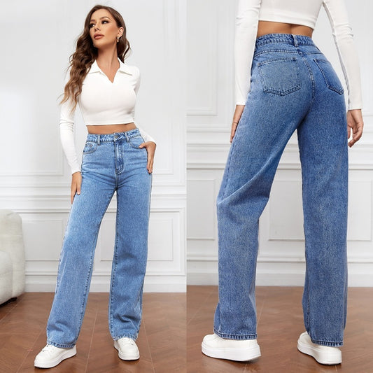 JEAN TAILLE HAUTE COUPE DROITE – EFFET SCULPTANT & STYLE URBAIN