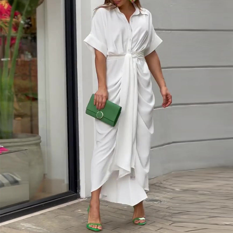 Robe Chemise Drapée Ceinturée