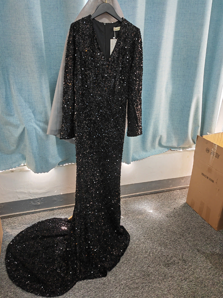 Robe Longue Sirène à Paillettes – Luxe & Éclat