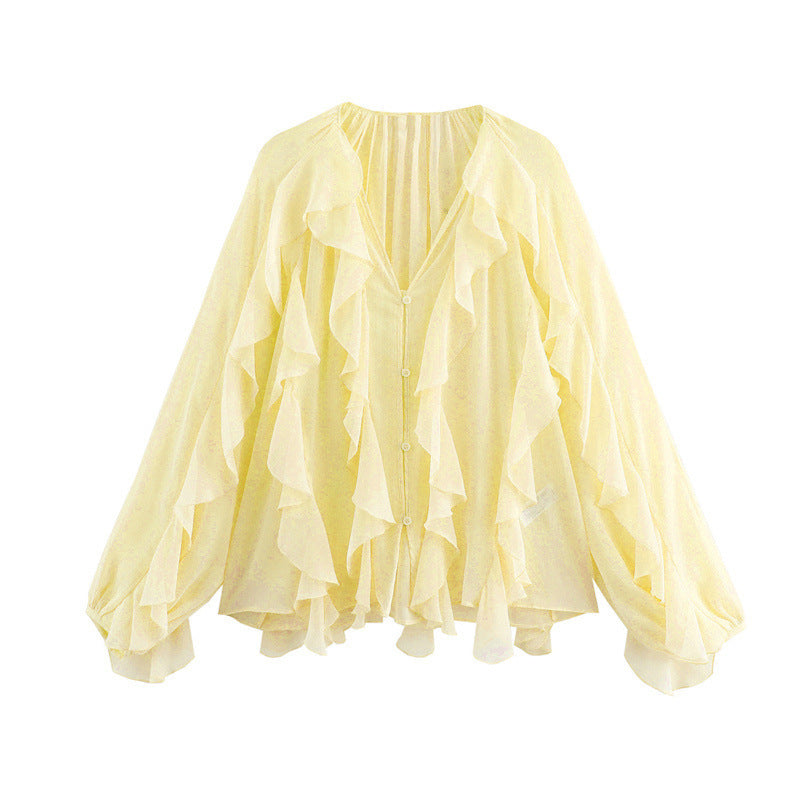 Blouse Volants Fluide Femme
