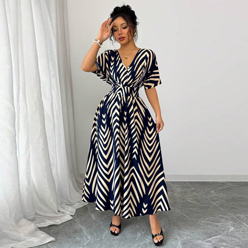 Robe Longue Femme Bohème Chic à Motifs Géométriques – Style Élégant Été & Soirée