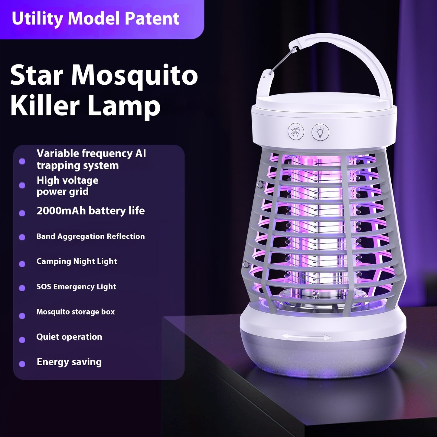 Lampe Anti-Moustiques Électrique – Piège UV & LED, Rechargeable, Intérieur/Extérieur